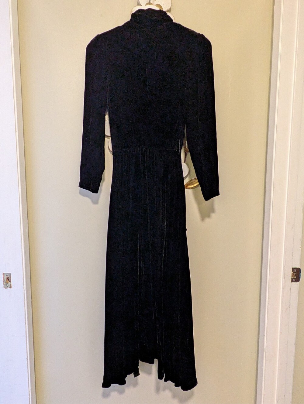 Vintage 80s Ricki Lang for Nuit Black Velvet Full Circle Skirt Maxi Dress ILGWU